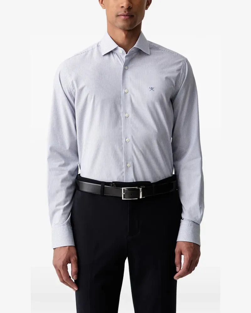 Hackett Gestreiftes Hemd mit Logo-Stickerei - Blau Blau