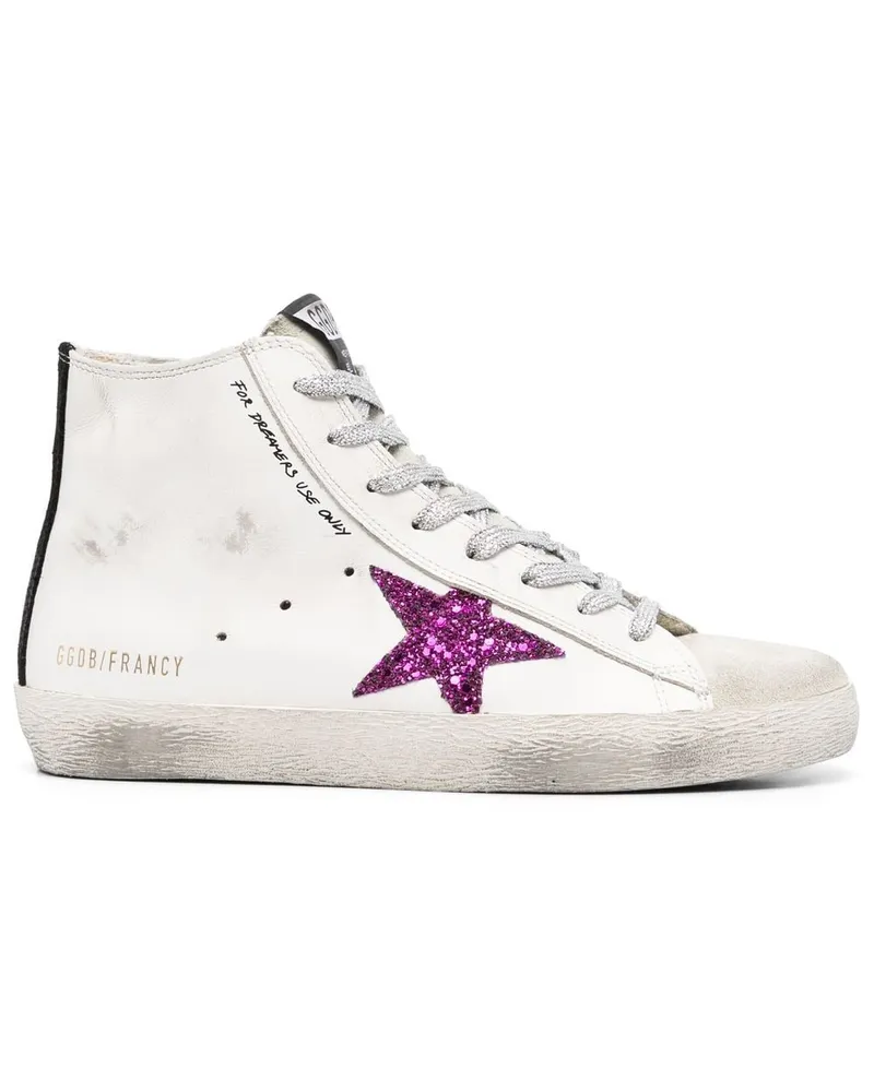 Golden Goose High-Top-Sneakers mit Stern-Patch - Weiß Weiß