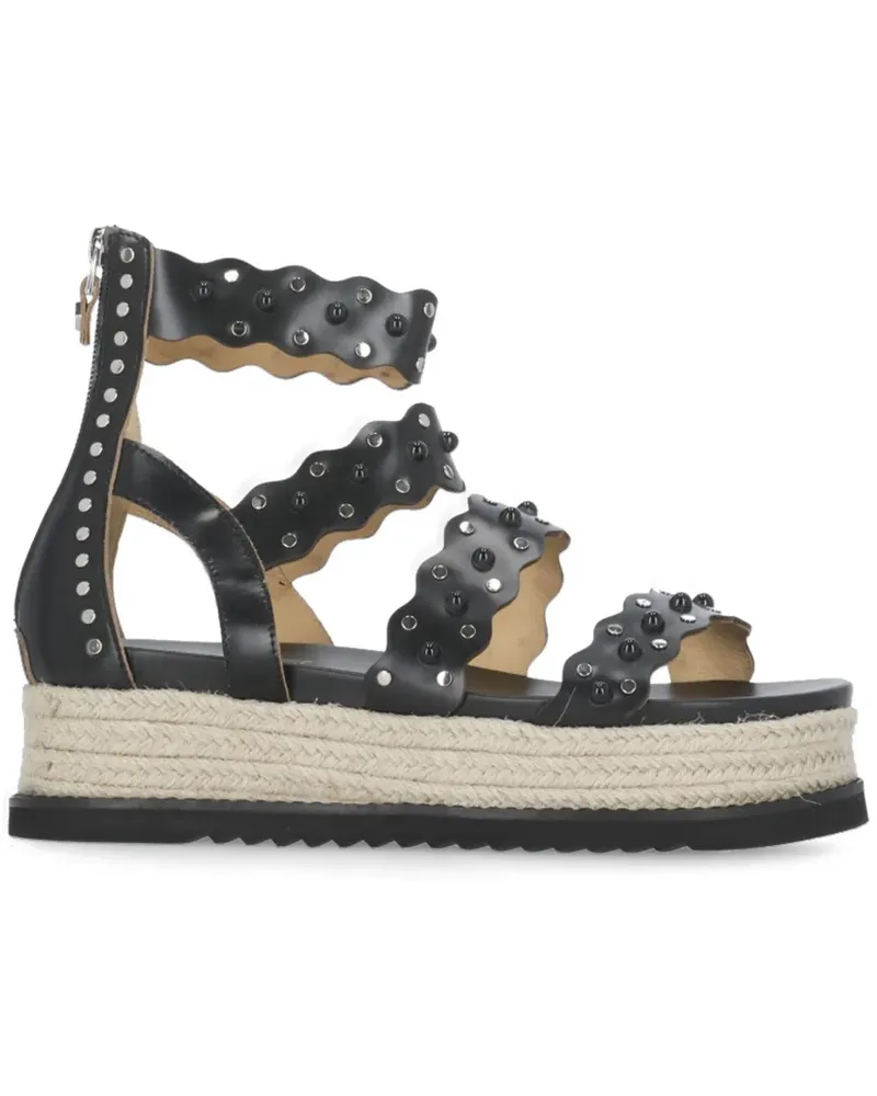 Cult Nietenverzierte Sandalen mit Wellensaum - Schwarz Schwarz