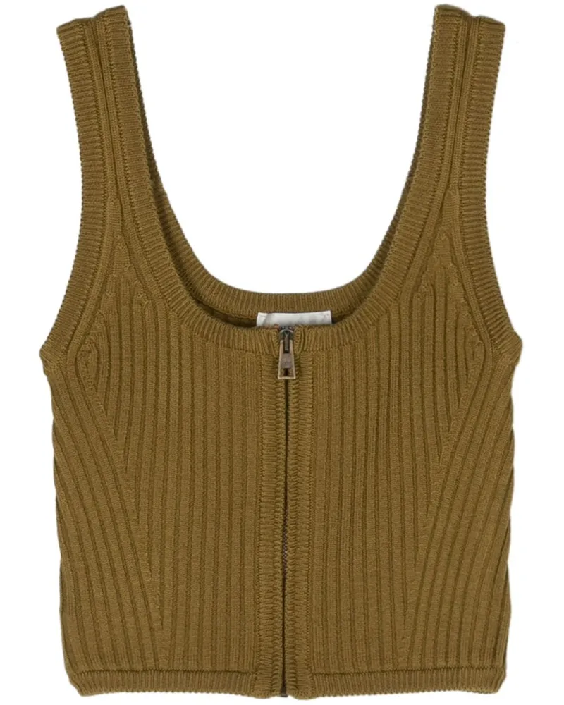 forte_forte Cropped-Top aus Rippstrick - Grün Grün