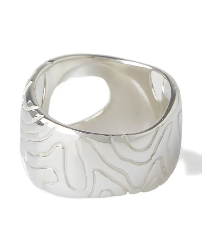 octi cut-out detail ring - Silber Silber