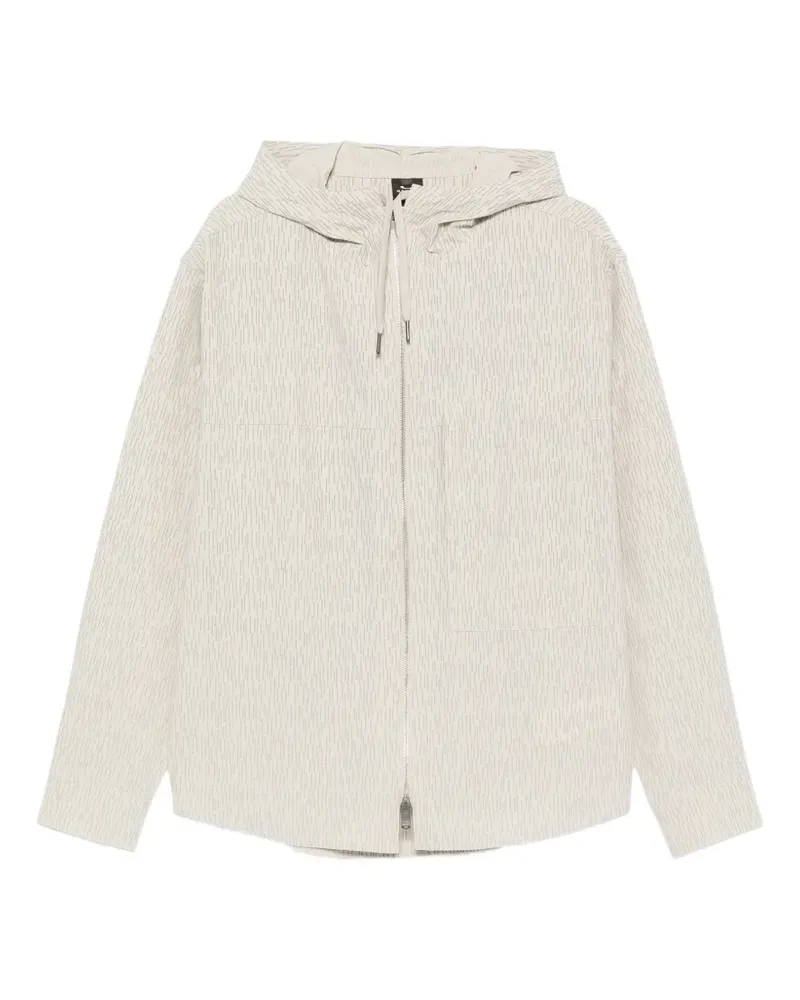 Oakley stripe-pattern zip-fastening hoodie - Nude Nude