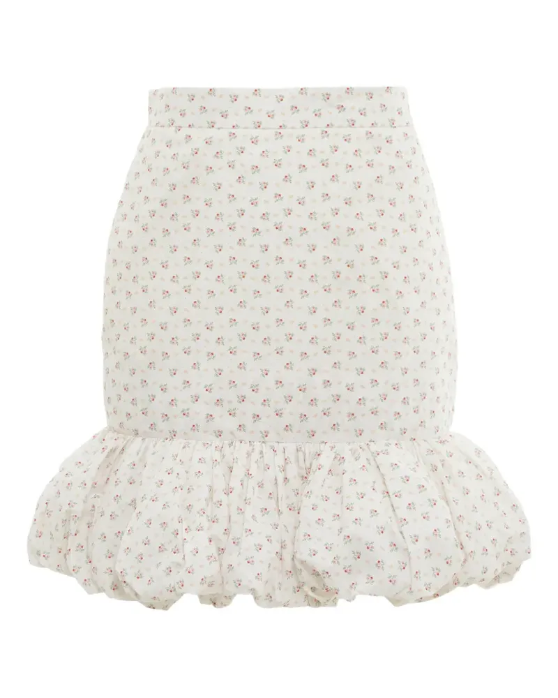 pushBUTTON Rock mit Blumen-Print - Weiß Weiß