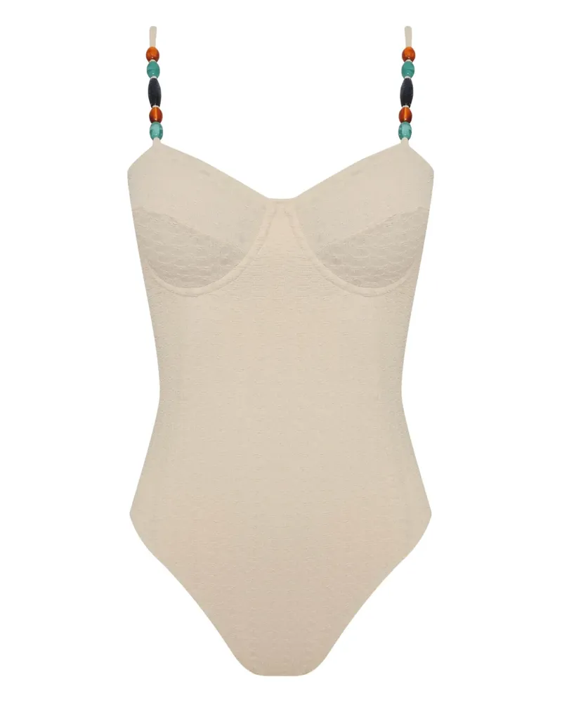 BRIGITTE beaded-strap swimsuit - Nude Nude