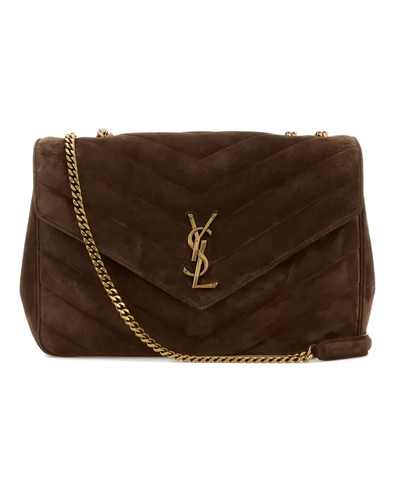 Saint Laurent Große Lou Lou Umhängetasche mit Chevron-Motiv - Braun Braun