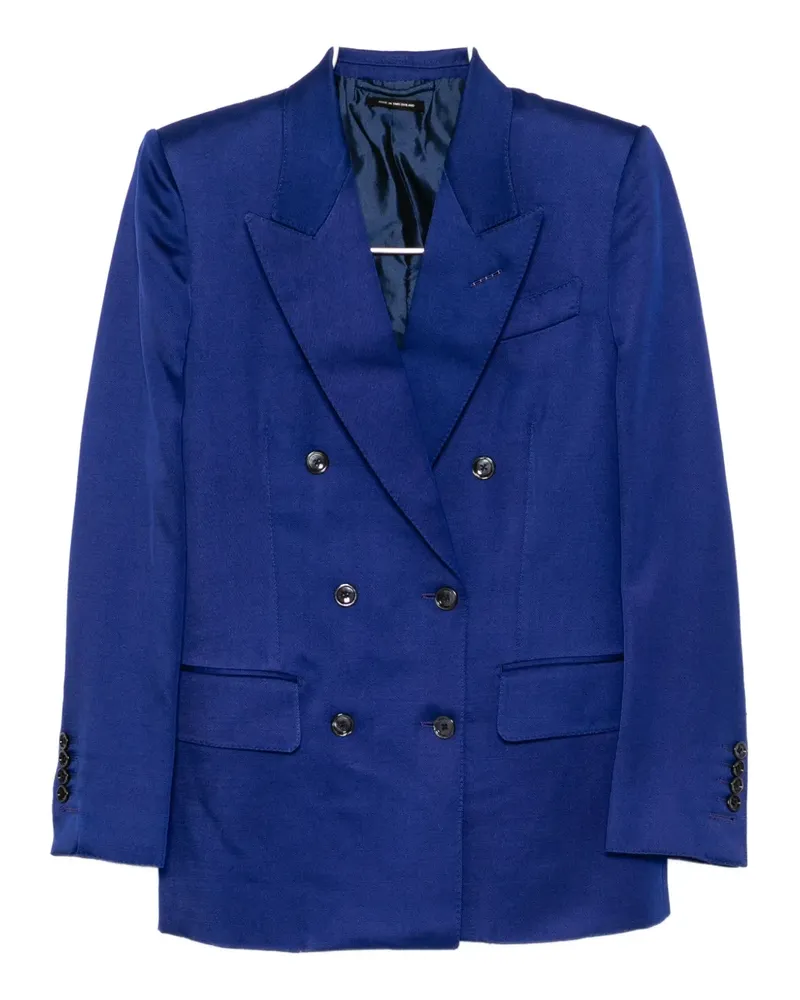 Tom Ford Doppelreihiger Twill-Blazer - Blau Blau