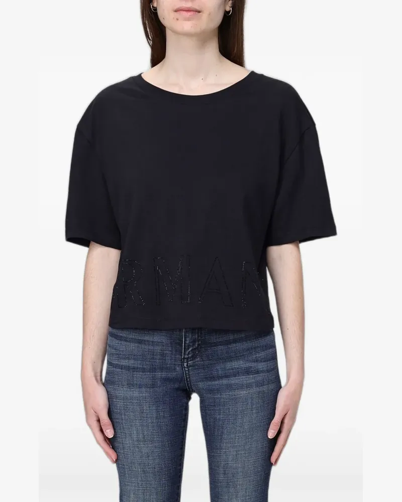 Armani Exchange T-Shirt mit Strass - Schwarz Schwarz