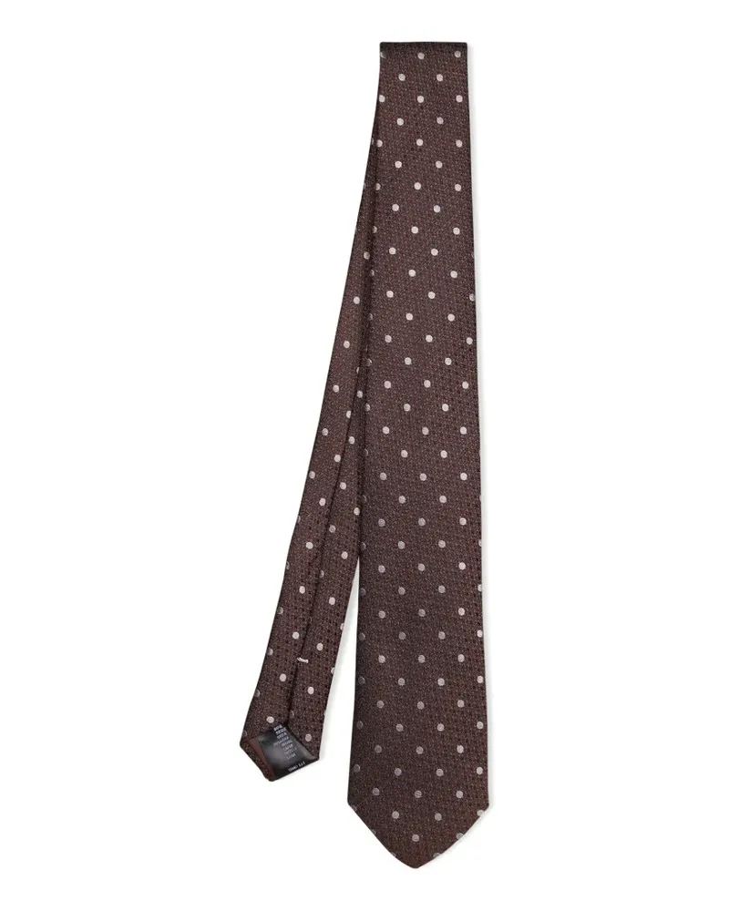 Canali Jacquardgewebte Krawatte mit Polka Dots - Braun Braun
