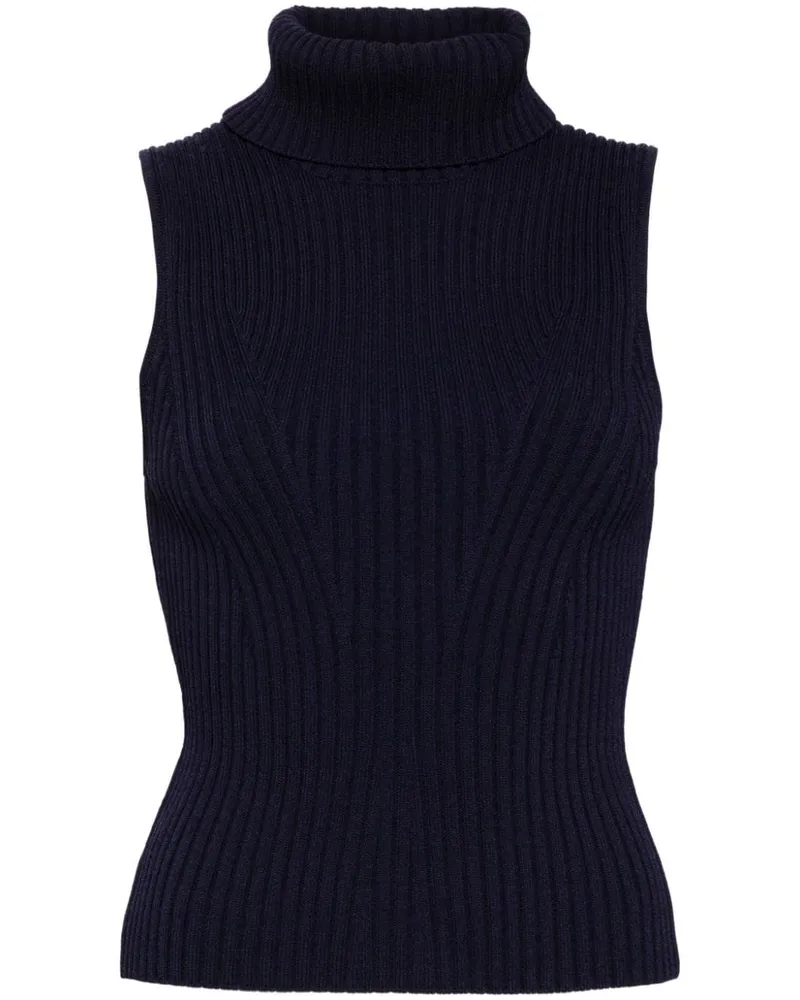 STAUD Ärmelloses Stricktop mit Rollkragen - Blau Blau