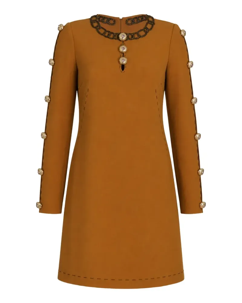 Dolce & Gabbana Kristallverziertes Minikleid mit Zierknöpfen - Braun Braun