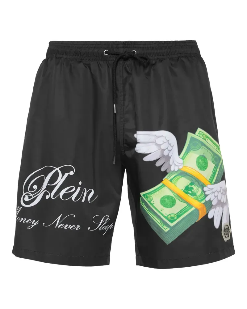 Philipp Plein Badeshorts mit Geld-Print - Schwarz Schwarz