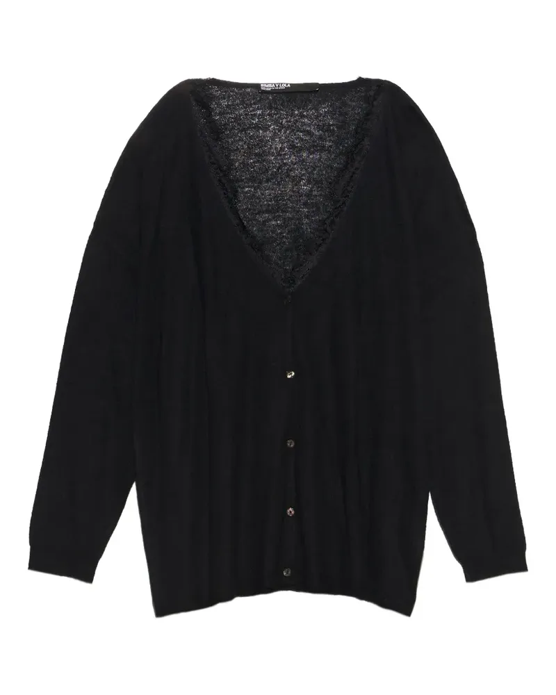 BIMBA Y LOLA Langer Cardigan aus Spitze - Schwarz Schwarz
