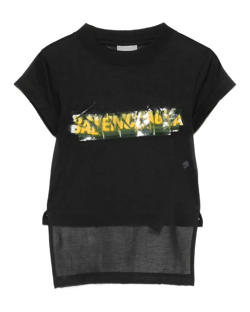 Balenciaga T-Shirt mit Stehkragen - Schwarz Schwarz