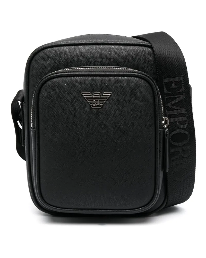Emporio Armani Kuriertasche mit Logo-Schild - Schwarz Schwarz