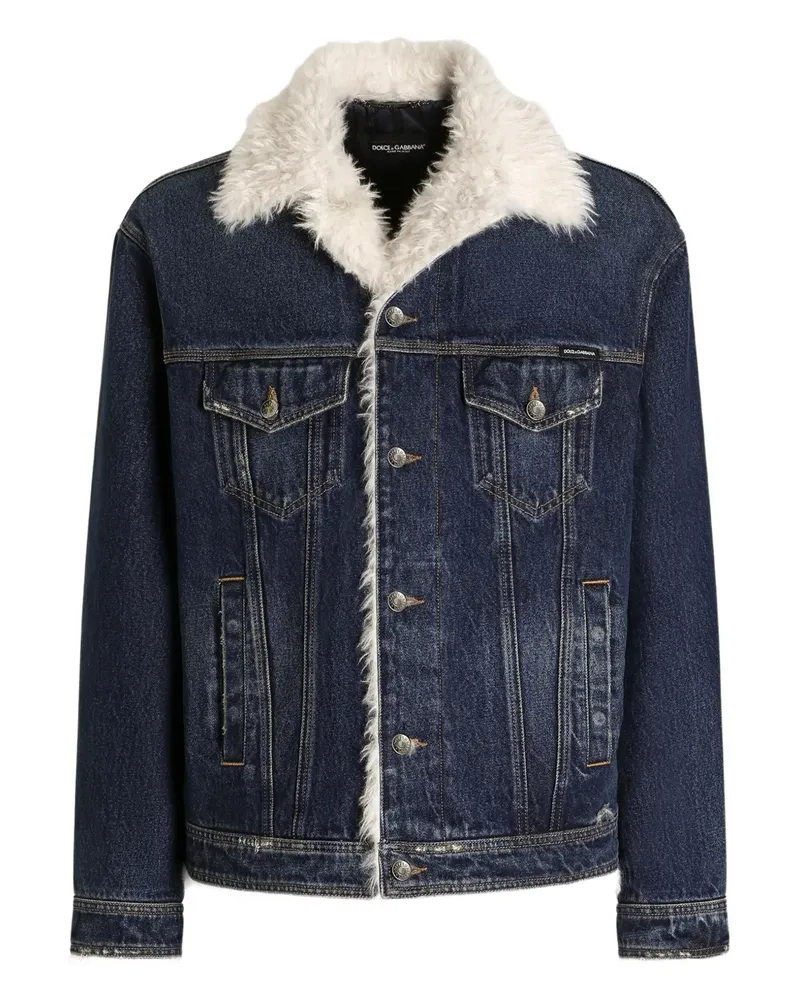 Dolce & Gabbana Jeansjacke mit Shearling-Besatz - Blau Blau