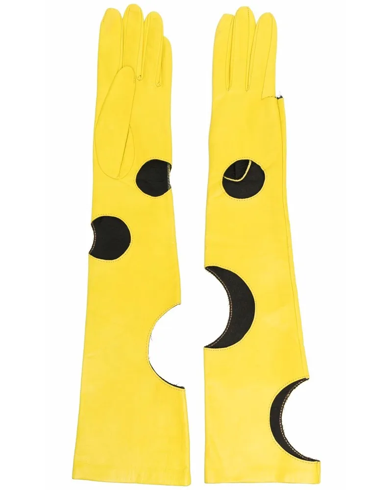 Manokhi Handschuhe mit Cut-Outs Gelb