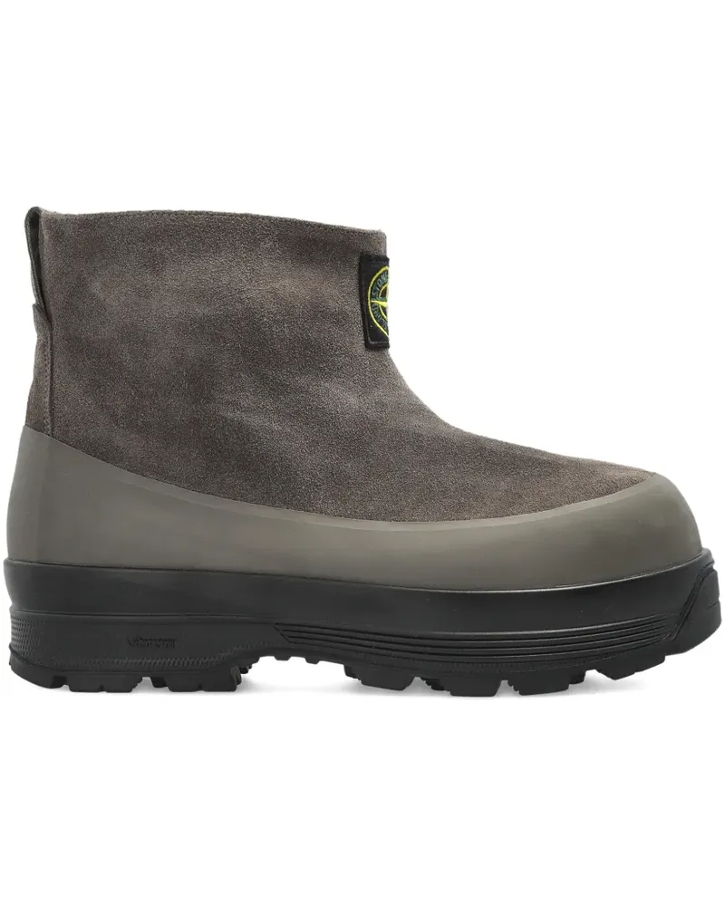 Stone Island Stiefeletten aus Wildleder mit Logo-Patch - Grau Grau