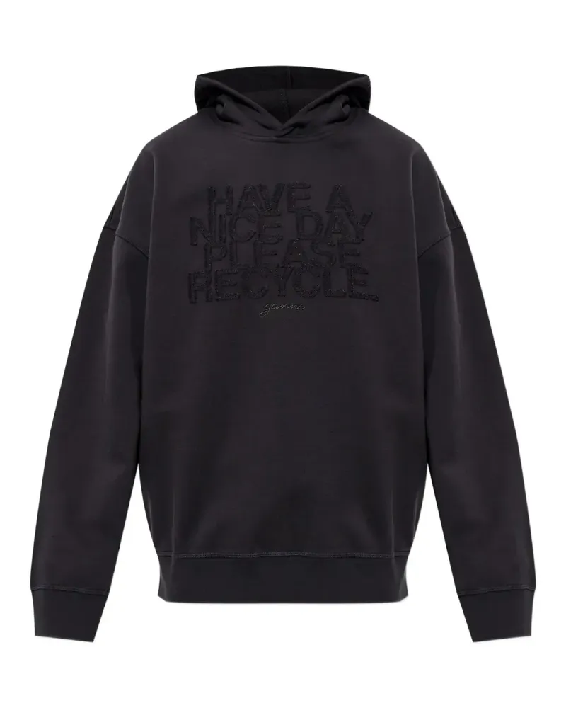 Ganni embroidered-logo hoodie - Schwarz Schwarz