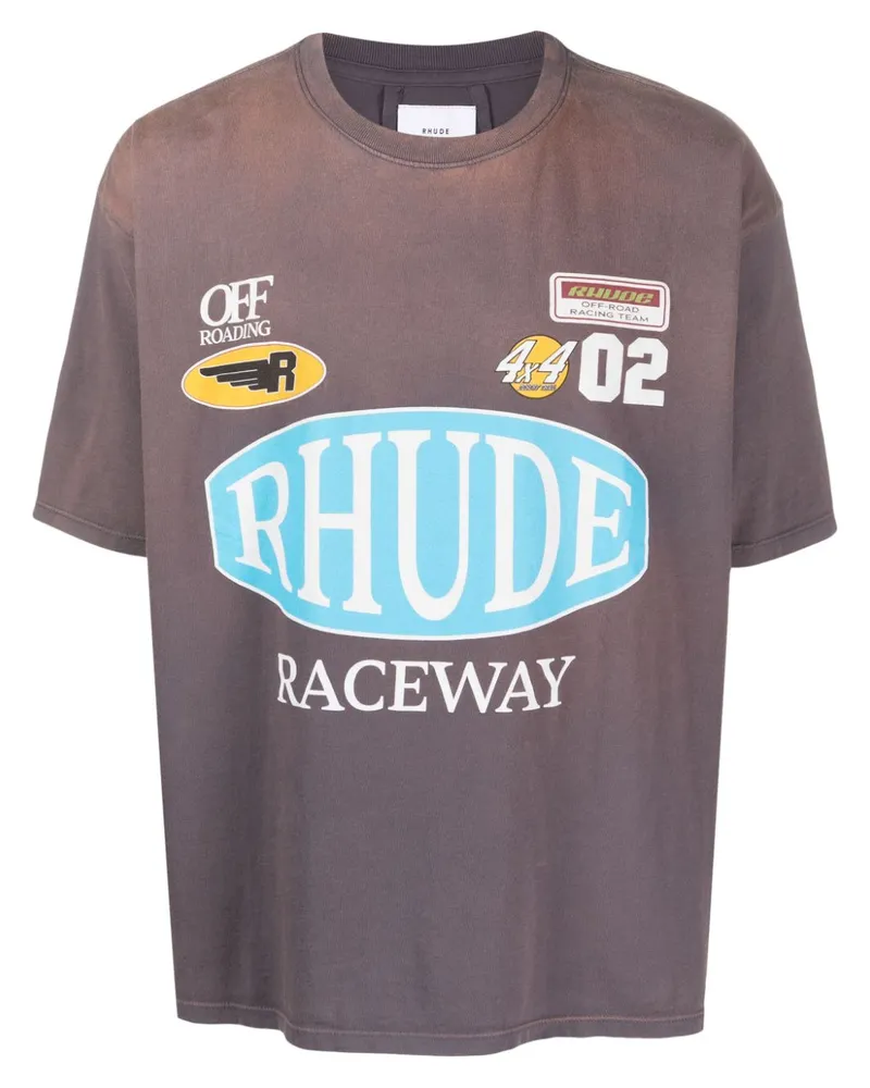 RHUDE T-Shirt mit grafischem Print Grau