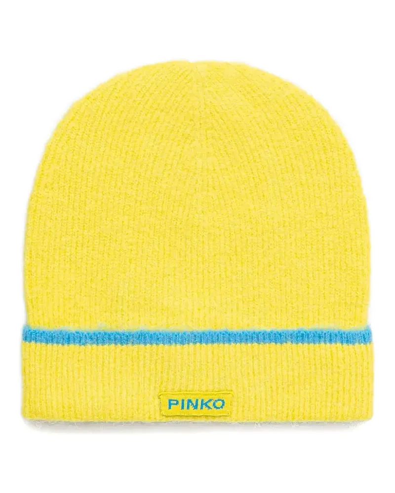 Pinko Gestreifte Beanie - Gelb Gelb
