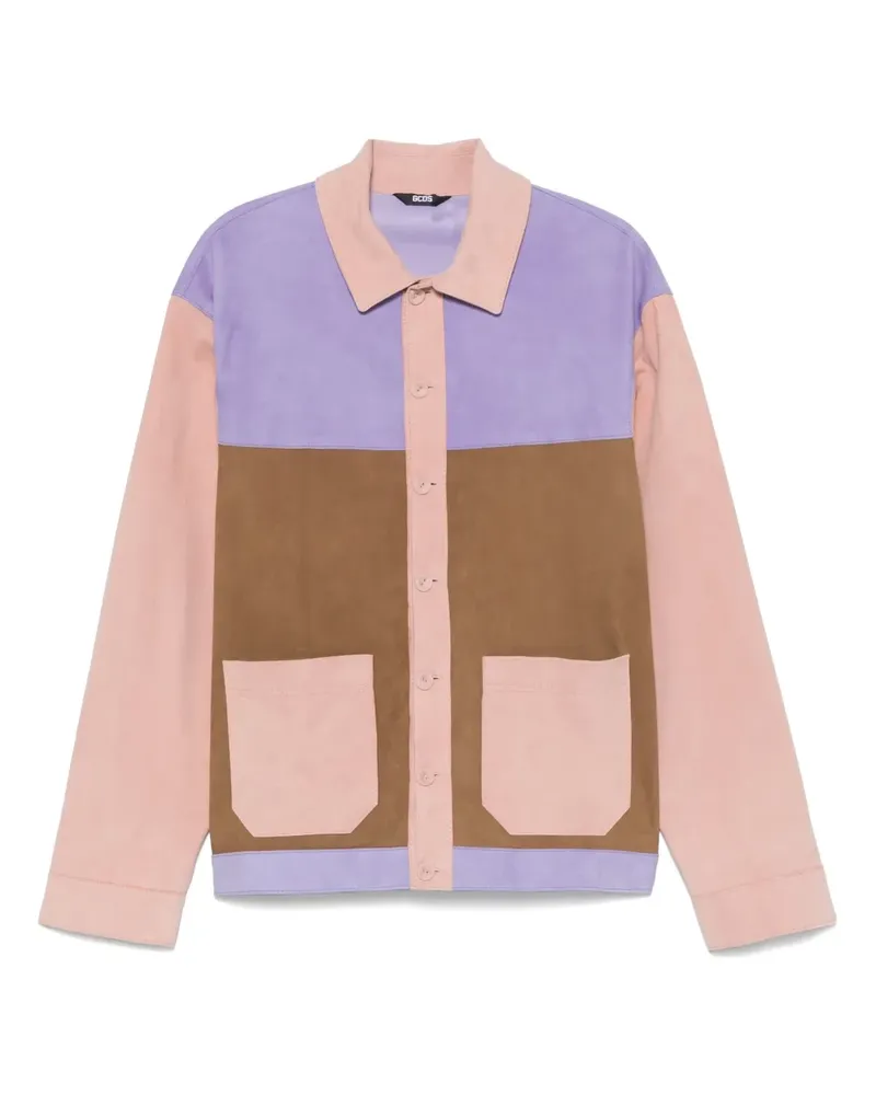 GCDS Wildleder-Hemdjacke in Colour-Block-Optik - Violett Violett
