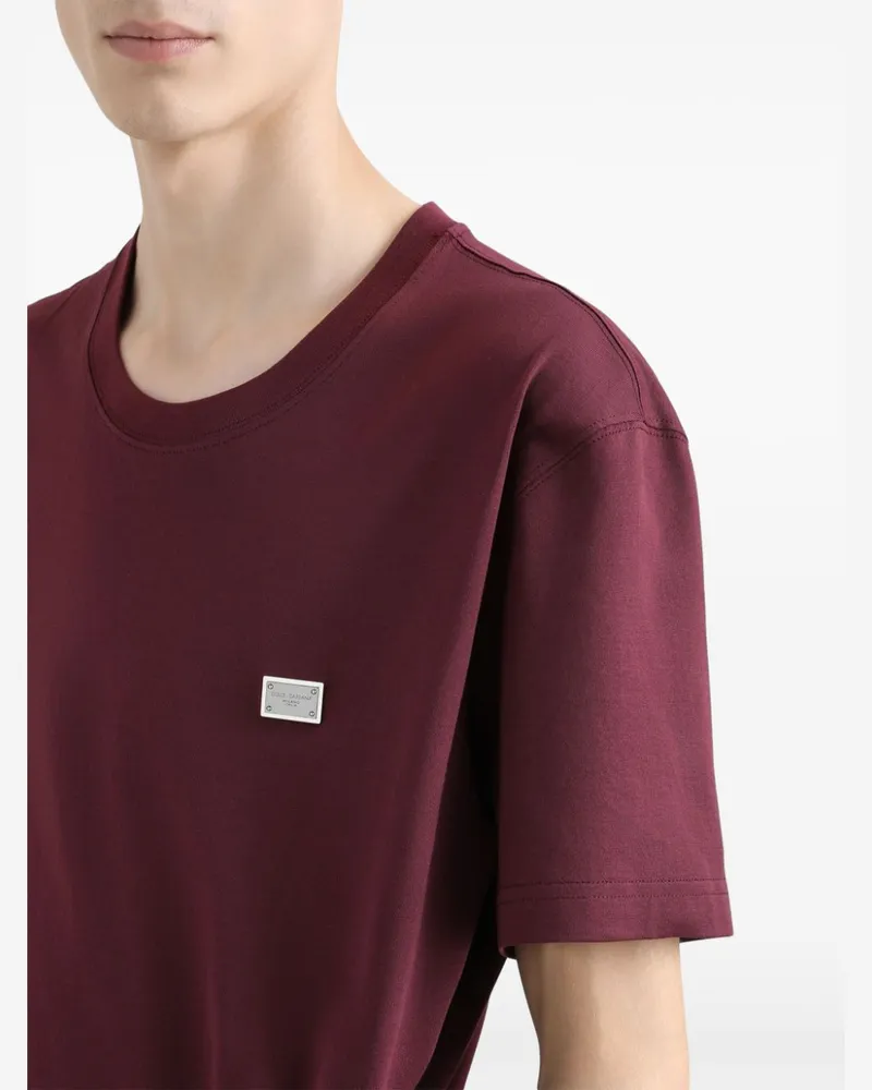 Dolce & Gabbana T-Shirt mit Logo-Schild - Rot Rot