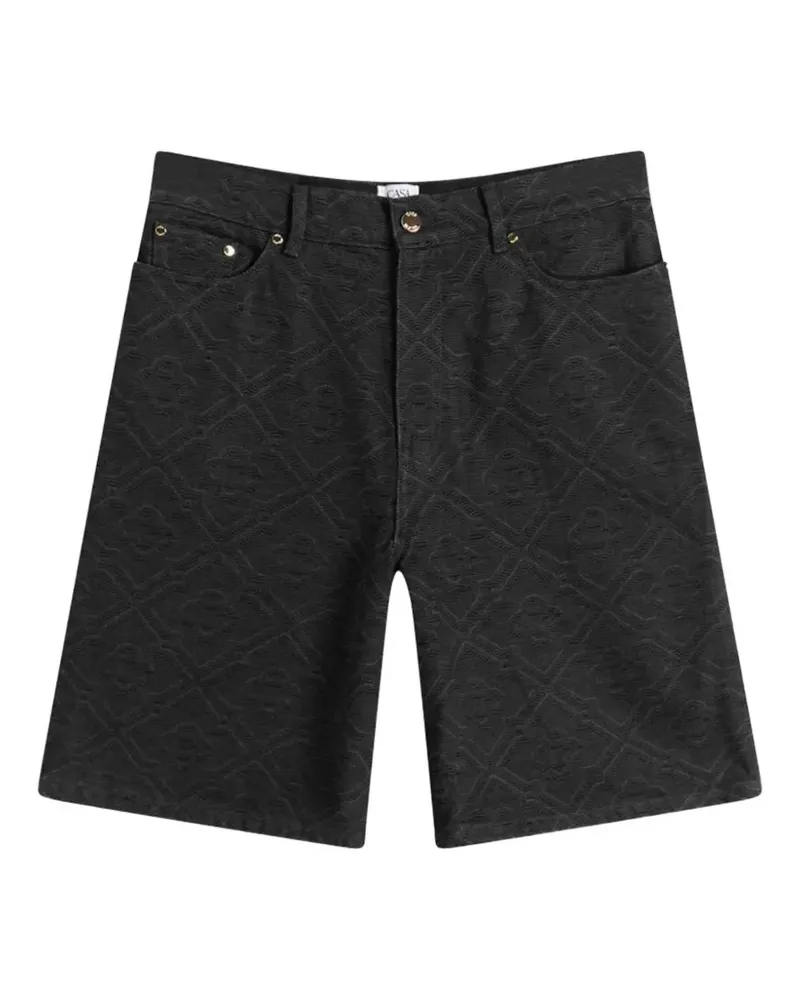 Casablanca Paris Jeans-Shorts mit Monogrammmuster - Schwarz Schwarz