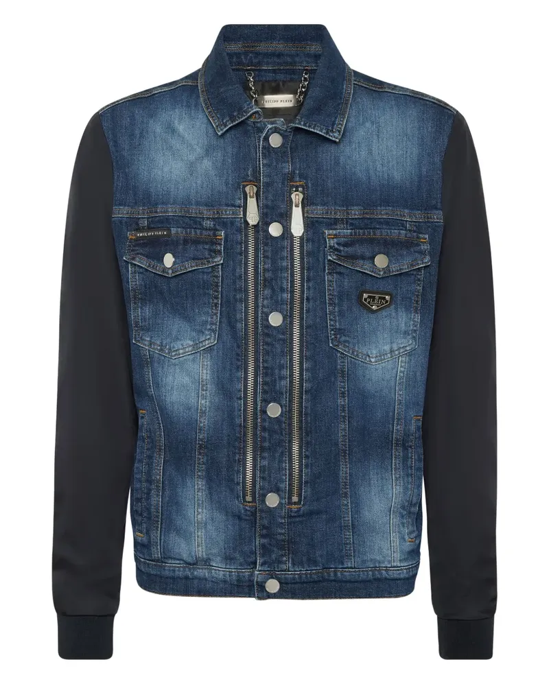 Philipp Plein Jeansjacke mit doppeltem Reißverschluss - Blau Blau