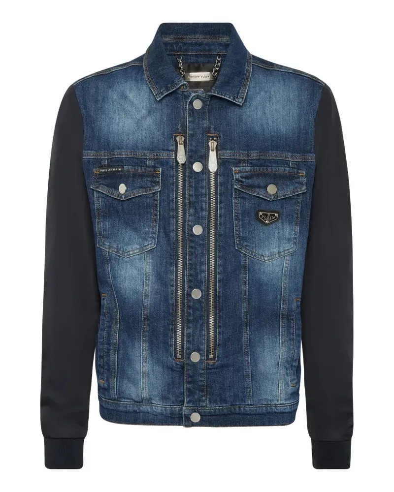 Philipp Plein Jeansjacke mit doppeltem Reißverschluss - Blau Blau