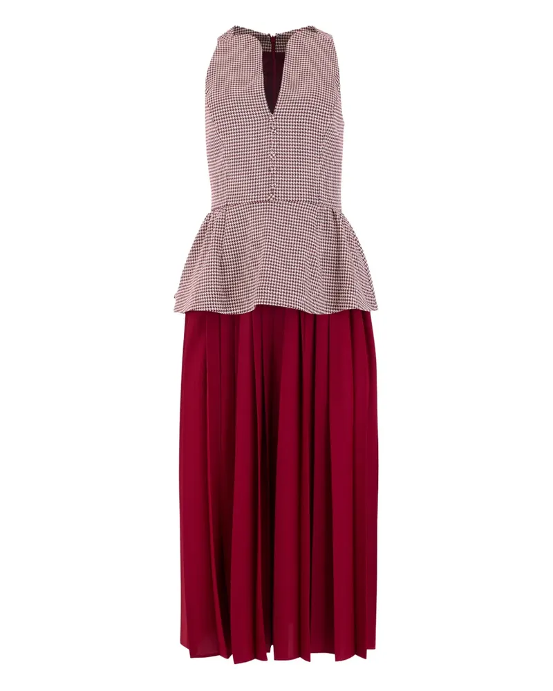 Rosie Assoulin peplum houndstooth-pattern midi dress - Rot Rot