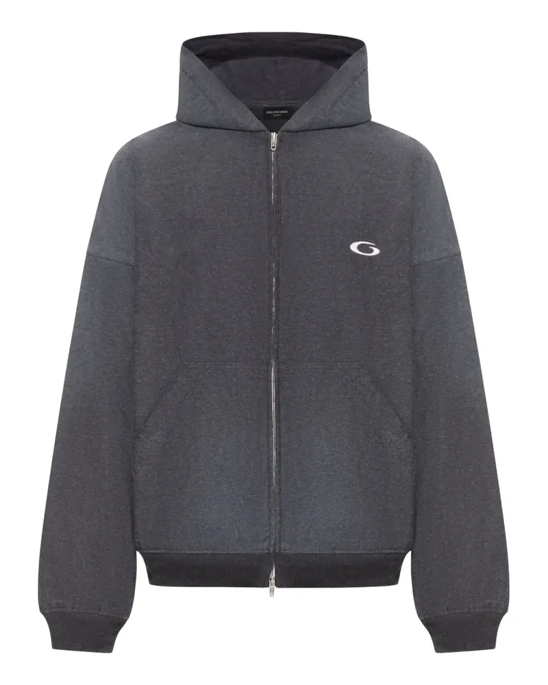 Balenciaga Hoodie mit Logo-Stickerei - Grau Grau