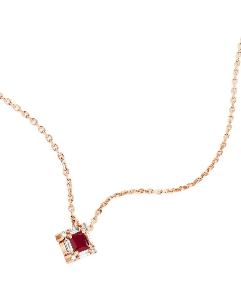 Suzanne Kalan 18kt Rotgoldhalskette mit Rubin und Diamant - Rosa Rosa