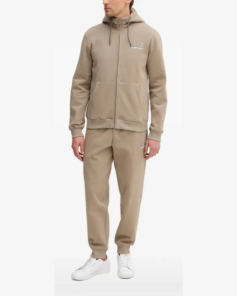 EA7 logo-print zip-up hoodie - Nude Nude