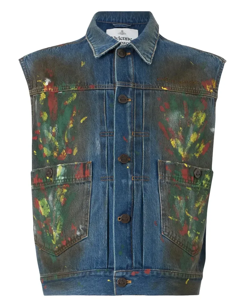 Vivienne Westwood Marlene Jeansweste mit Farbklecks-Print - Blau Blau