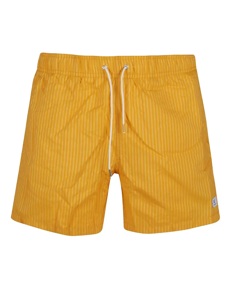Department 5 Gestreifte Badeshorts mit Kordelzug - Gelb Gelb