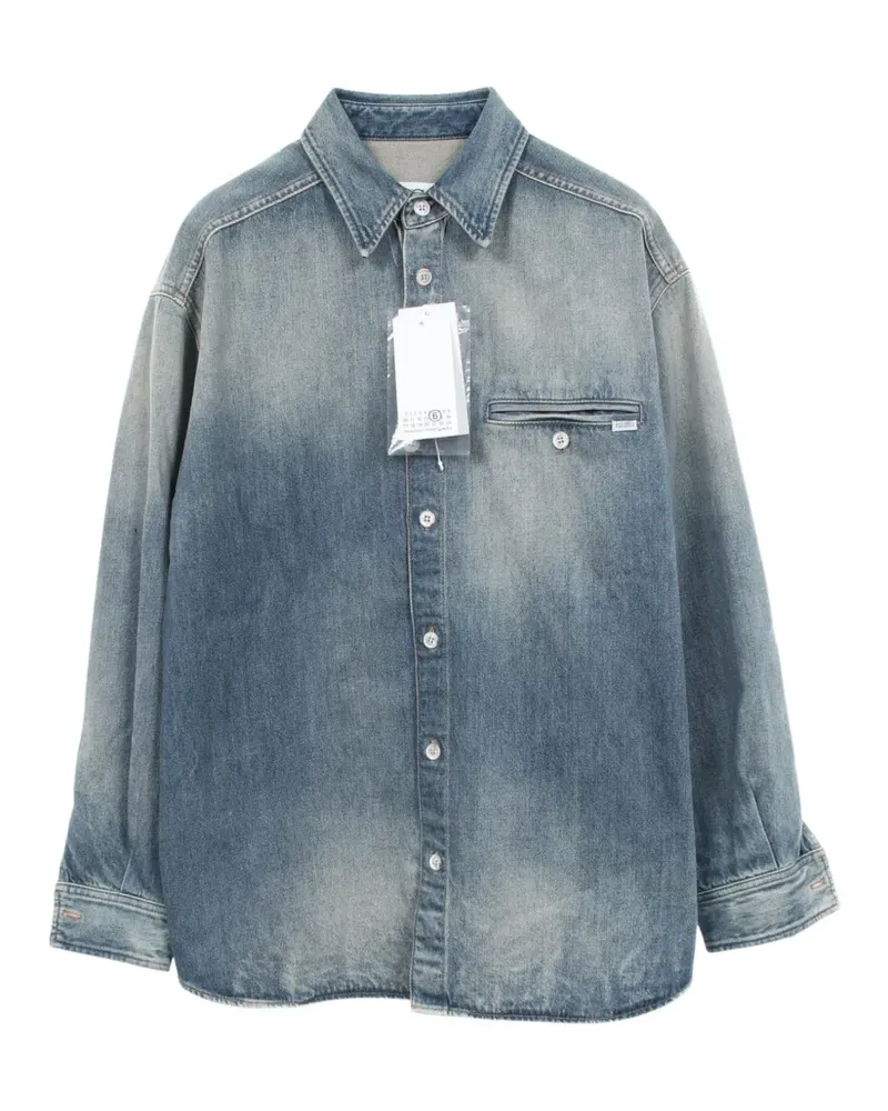 Maison Margiela 2020s logo-patch shirt - Blau Blau