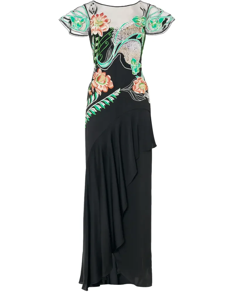 Temperley London Gerüschtes Gracia Abendkleid - Schwarz Schwarz