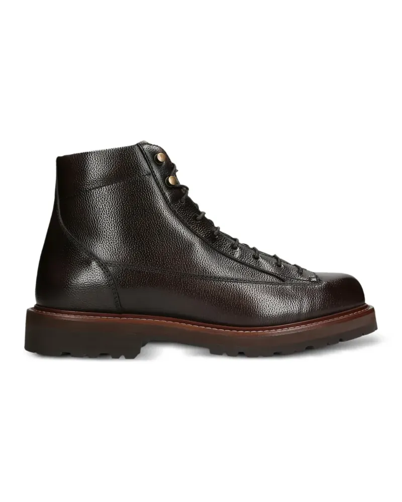 Brunello Cucinelli Stiefel aus Leder in Dunkelbraun Braun