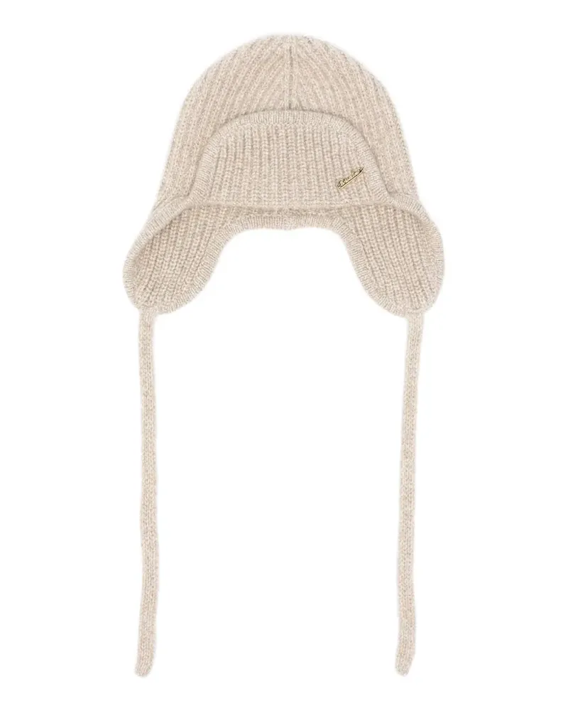 Borsalino Gerippte Reinhold Beanie mit Ohrenklappen - Nude Nude