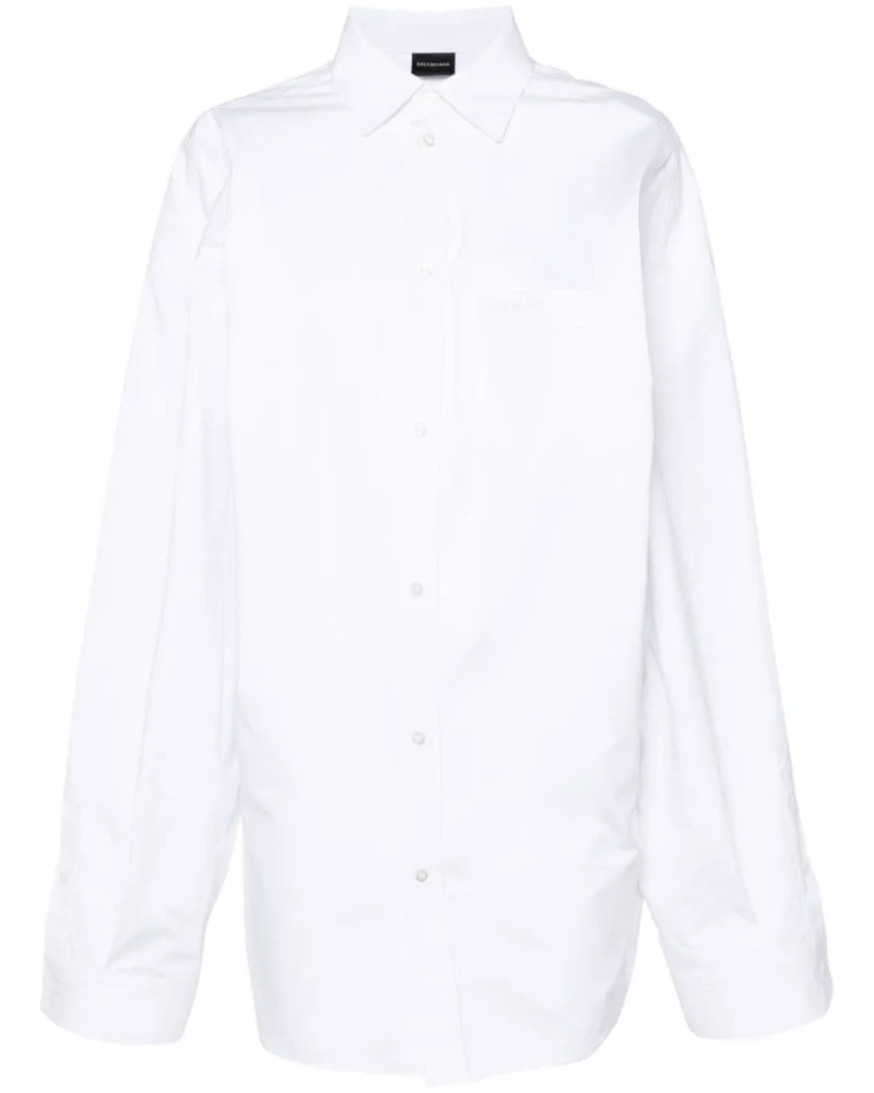 Balenciaga Asymmetrisches Popeline-Hemd - Weiß Weiß