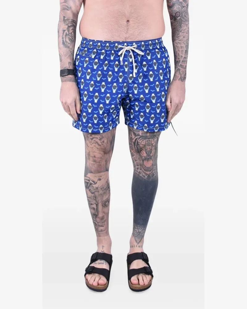 MC2 Saint Barth Lighting micro watch-print swim shorts - Blau Blau