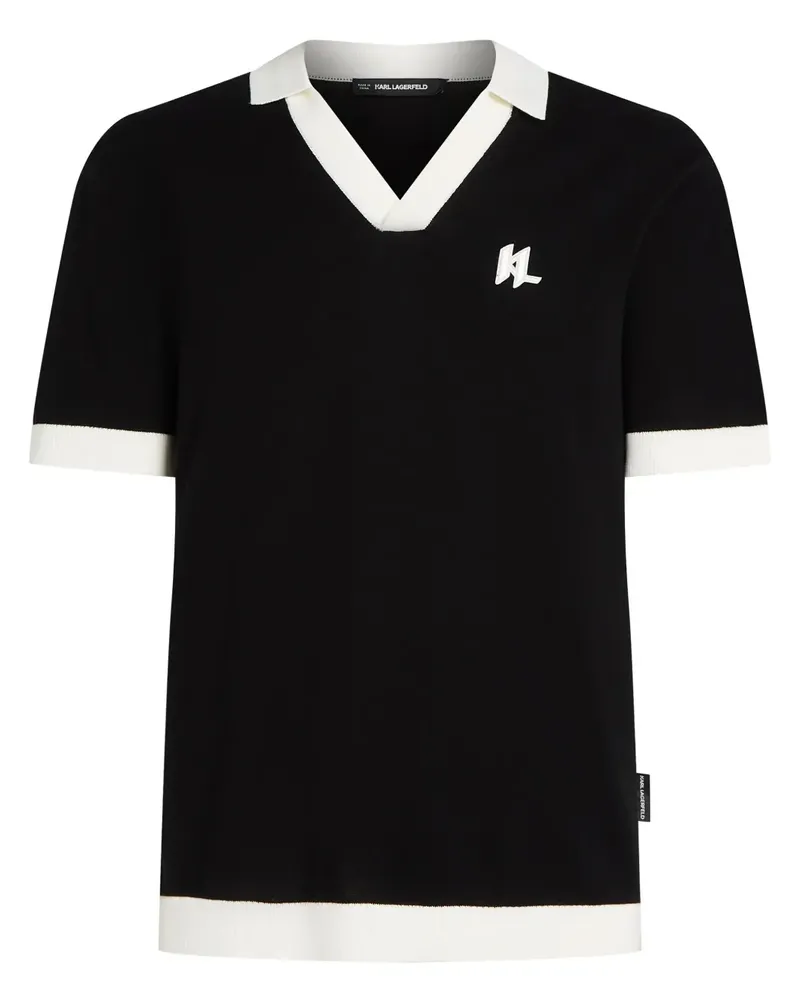 Karl Lagerfeld Poloshirt mit Kontrastdetail - Schwarz Schwarz
