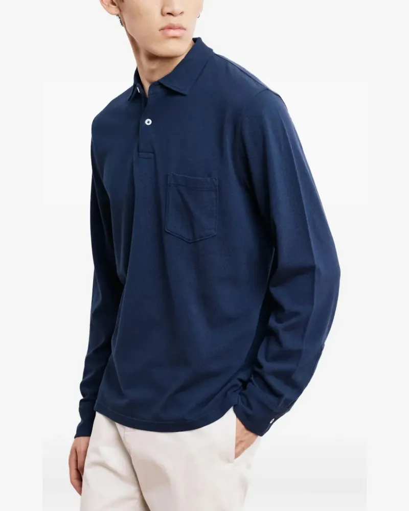 Hartford Poloshirt mit aufgesetzter Tasche - Blau Blau