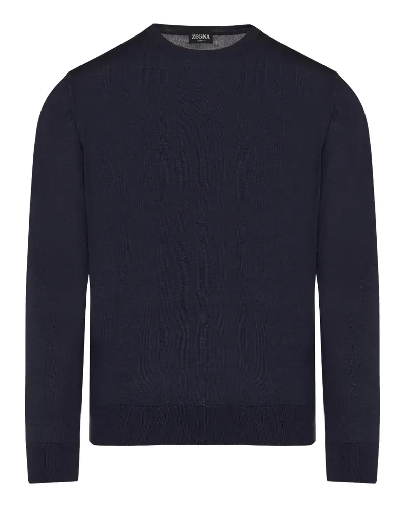 Ermenegildo Zegna Schwarzer Cashseta Pullover mit Rundhalsausschnitt - Blau Blau