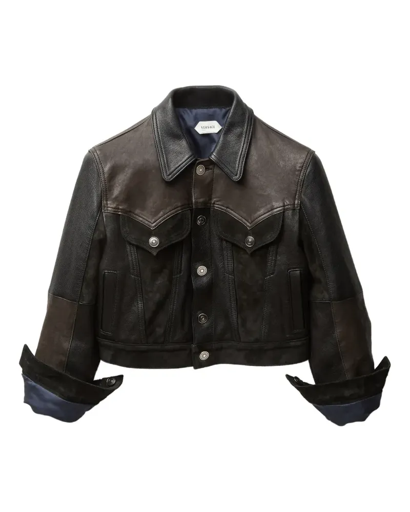 Versace Geknöpfte Jacke mit Patch - Braun Braun