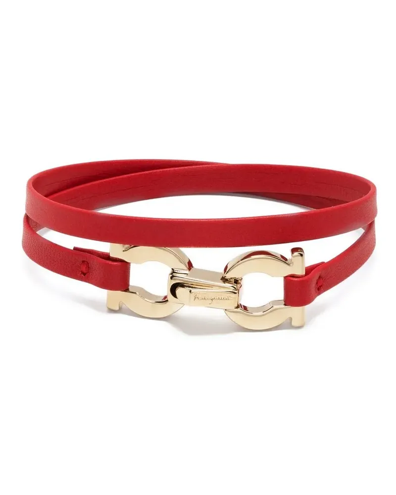 Ferragamo Lederarmband mit Gancini-Schild - Rot Rot