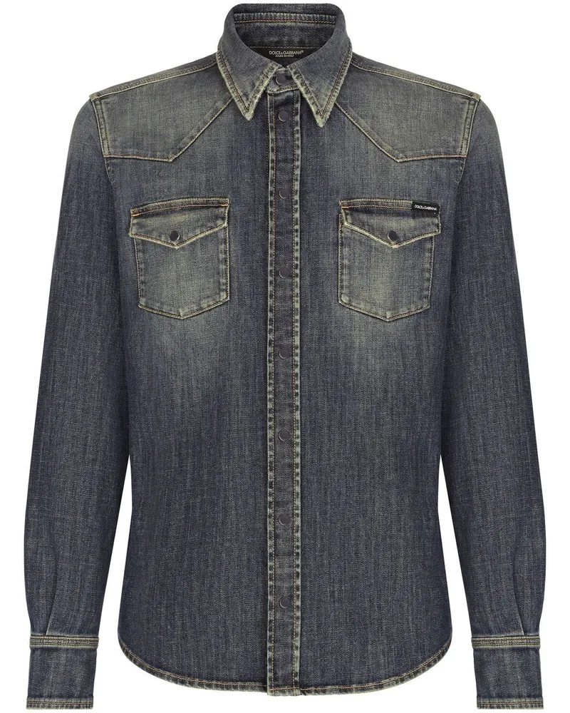 Dolce & Gabbana Jeanshemd mit Knopfleiste - Grau Grau