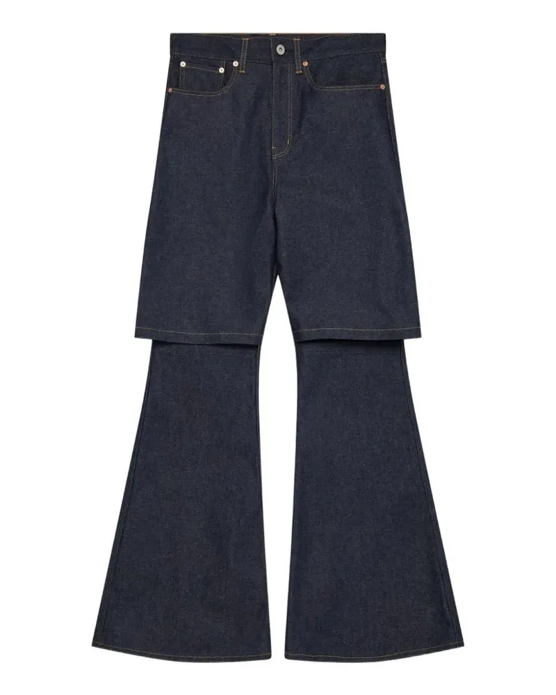 Junya Watanabe Schlagjeans im Layering-Look - Blau Blau