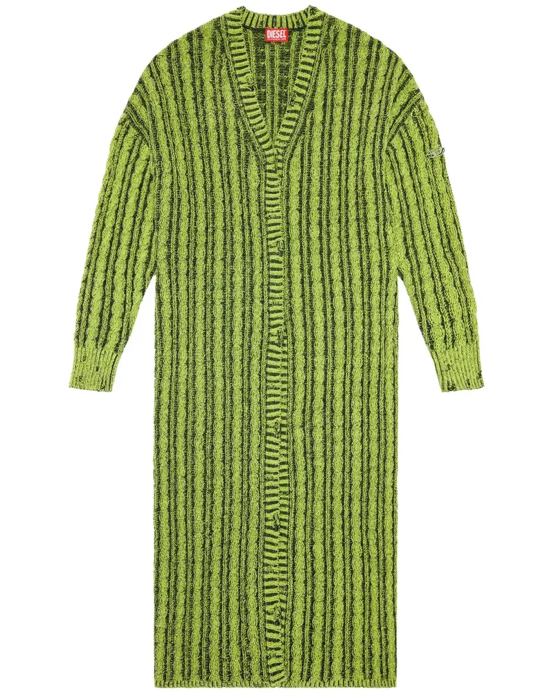 Diesel Langer Panagia Cardigan mit Zopfmuster - Grün Grün