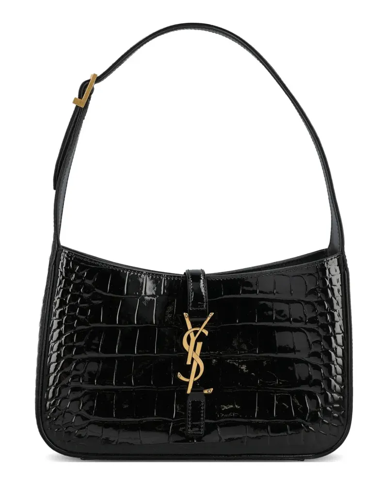 Saint Laurent Le 5 à 7 crocodile-effect shoulder bag - Schwarz Schwarz